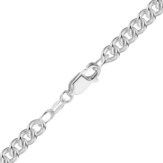Medium Round Curb Necklace, Sterling Silver