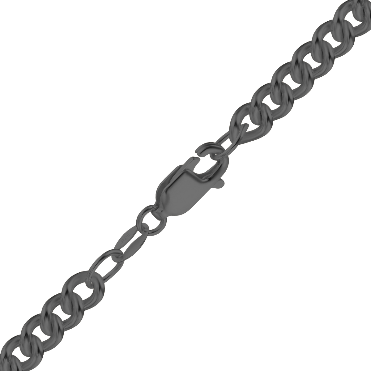 Medium Round Curb Anklet in Black Finish in sterling silver