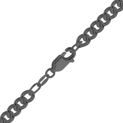 Medium Round Curb Anklet in Black Finish in sterling silver