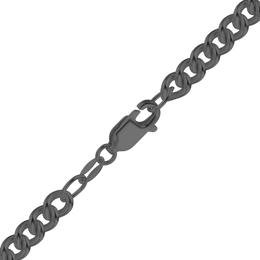 Medium Round Curb Anklet in Black Finish in sterling silver