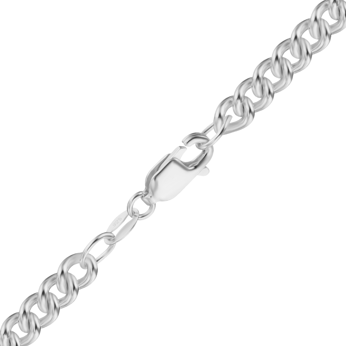 Medium Round Curb Anklet in sterling silver