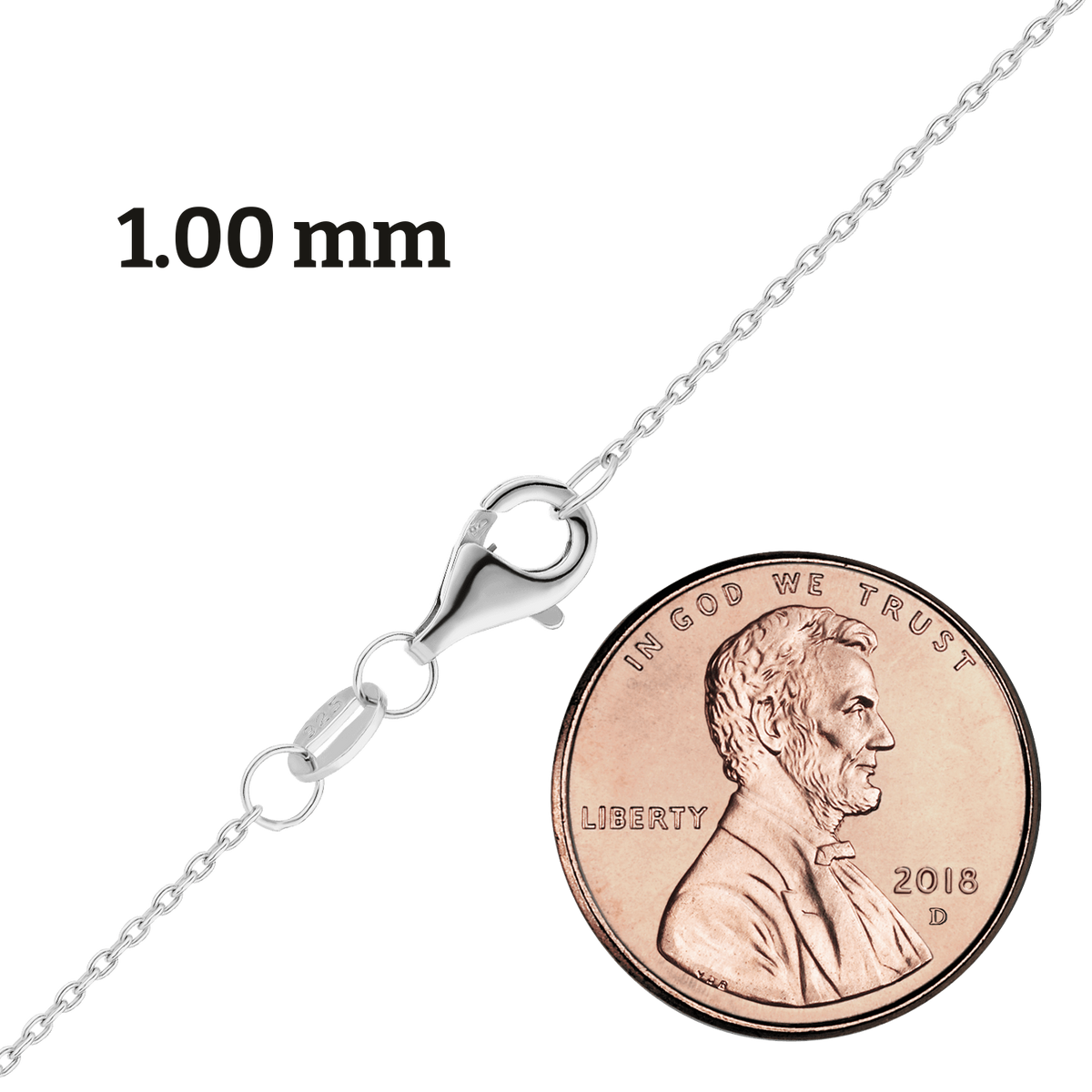 Light Round Cable Necklace, Sterling Silver
