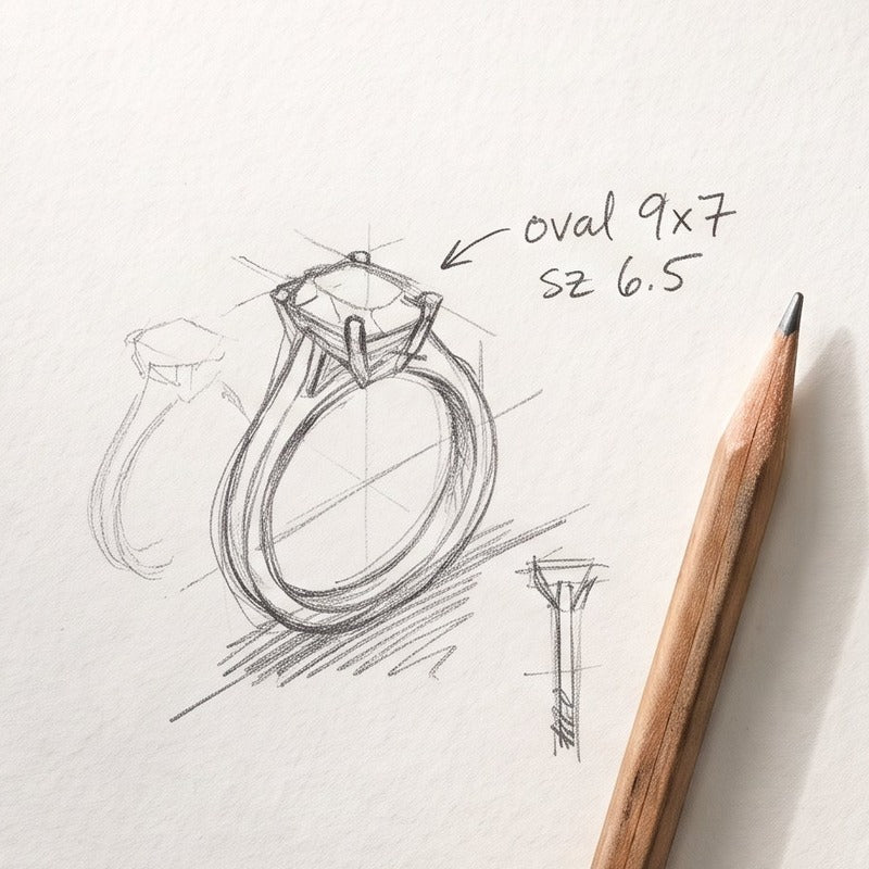 Sketch of the engagement ring design