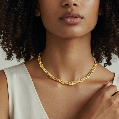 Mesh 4-Strand Wave Necklace in 14K yellow gold